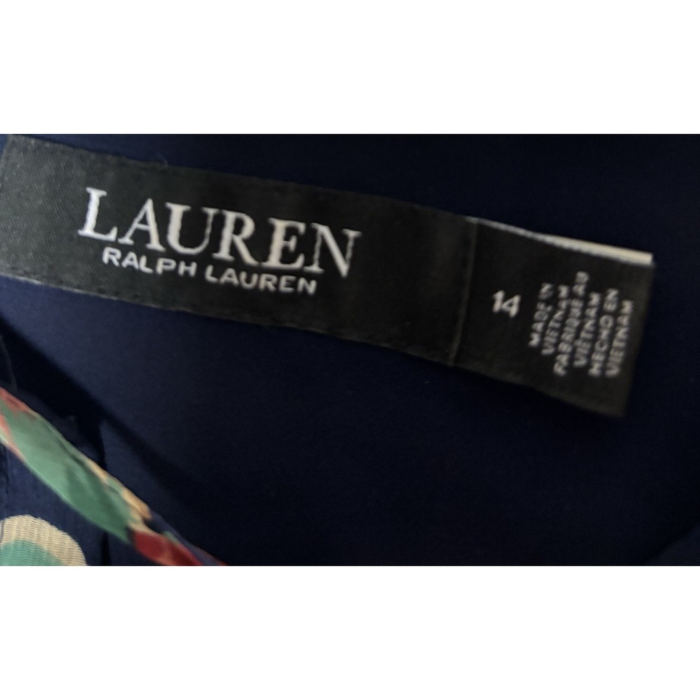 Lauren Ralph Lauren Floral Crinkle Georgette Tie Neck Dress Sz 14 - Picture 10 of 11